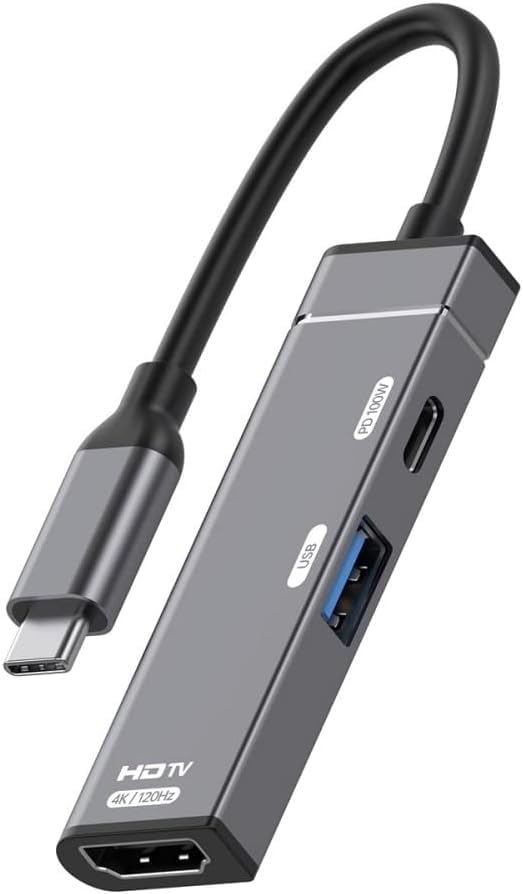 Wefly USB-C Type-C to HDMI 4K@120hz USB 3.0 OTG Converter HDTV Multiport Adapter with Female PD 100W Power Port - Image 1