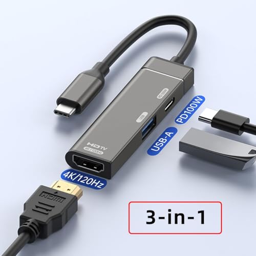 Wefly USB-C Type-C to HDMI 4K@120hz USB 3.0 OTG Converter HDTV Multiport Adapter with Female PD 100W Power Port - Image 3