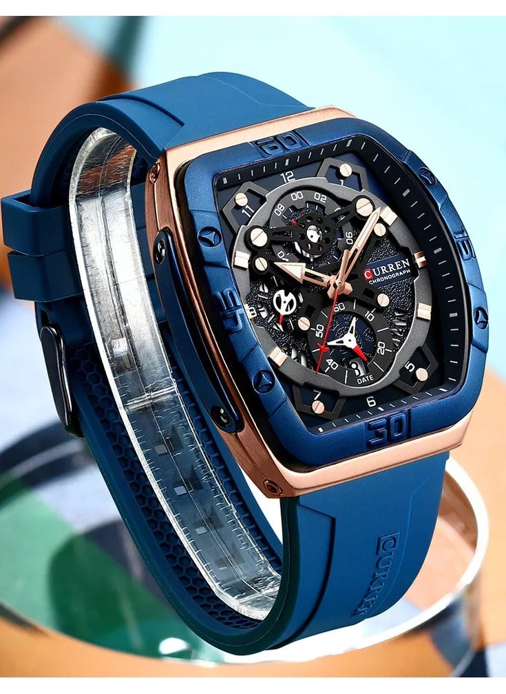 CURREN CURREN 8443 Original Brand Rubber Straps Wrist Watch For Men  - Image 1