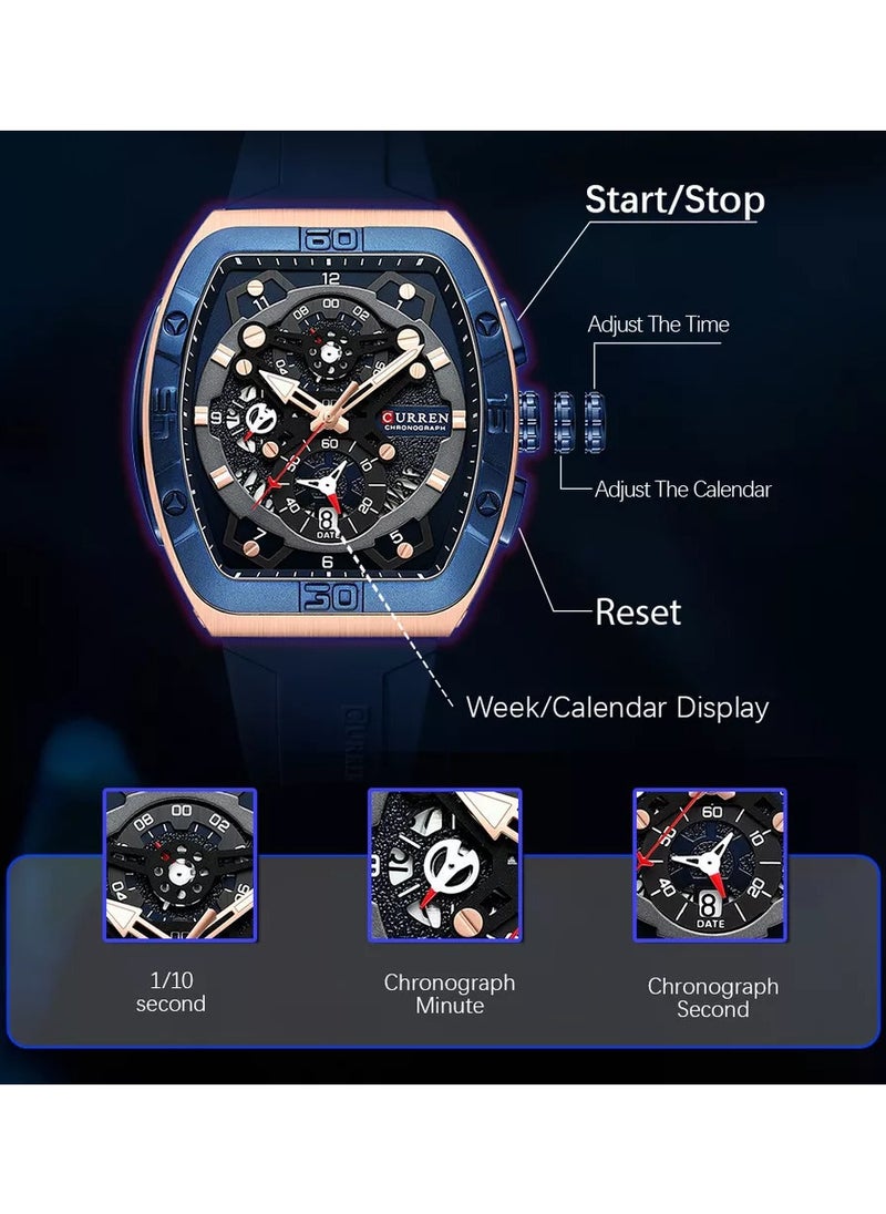 CURREN CURREN 8443 Original Brand Rubber Straps Wrist Watch For Men  - Image 3