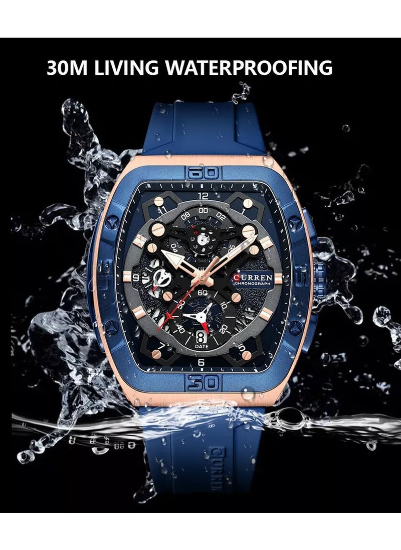 CURREN CURREN 8443 Original Brand Rubber Straps Wrist Watch For Men  - Image 4