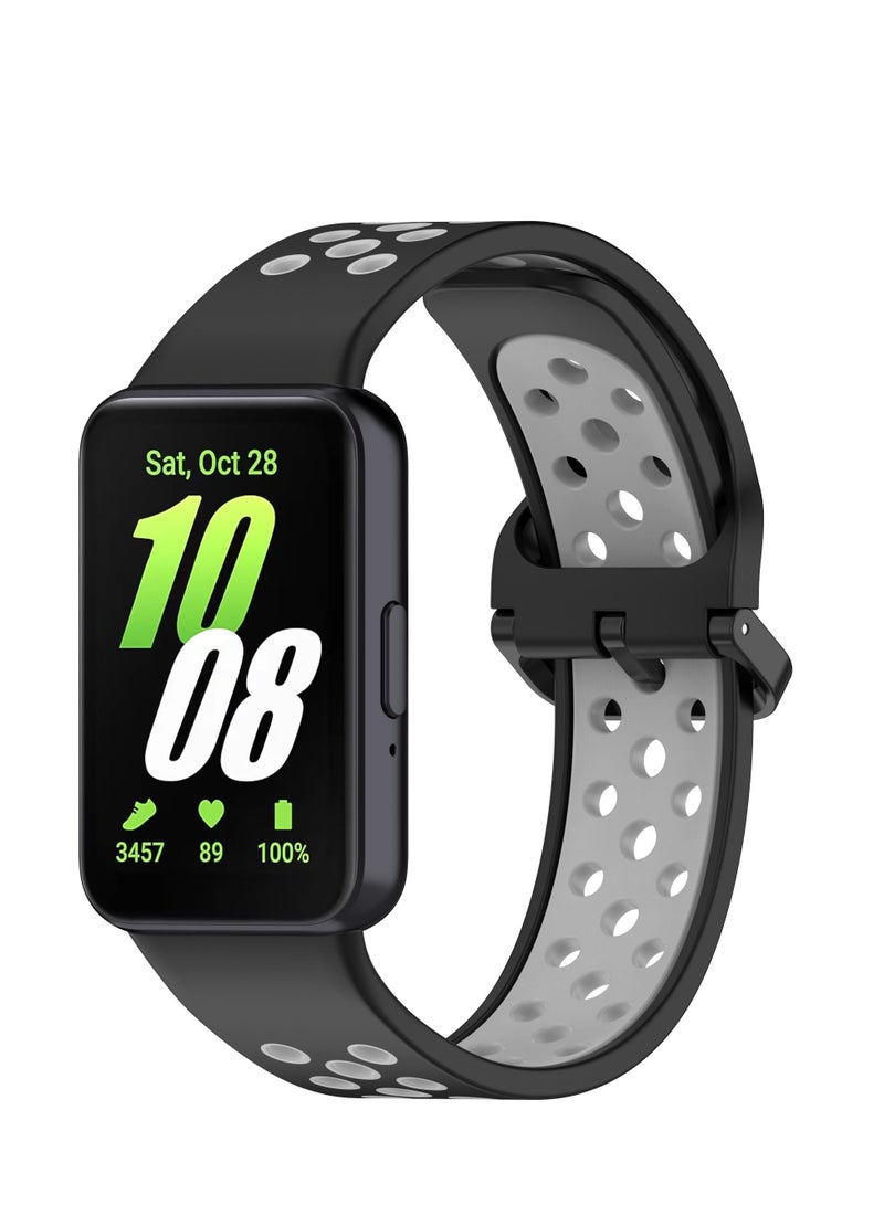 Soft Watchbands Compatible with Samsung Galaxy Fit3 SM-R390 Silicone Sport Wristband Band Replacement Bracelet Quick Release Straps (Grey)  - Image 1