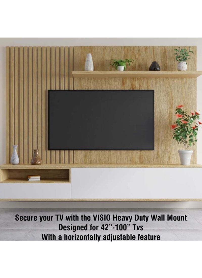 Visio - Visio Heavy Duty Fixed TV Wall Mount – Sturdy, Adjustable, Supports Up to 100kg, and Compatible with 42”-100” Screens! - Image 1