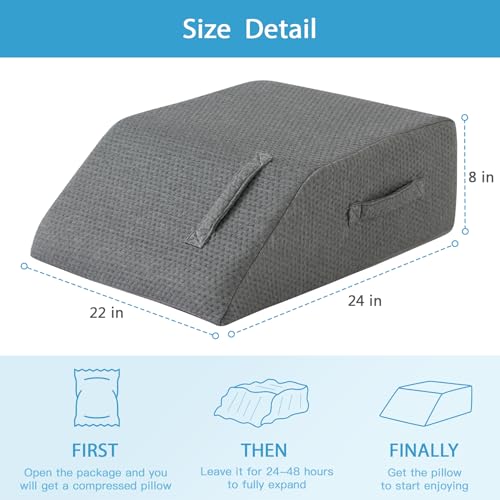 MEGCXIT Leg Pillow Elevation Blood Circulation Leg Wedge for Elevation for Swelling Leg Elevating Pillow for After Surgery Memory Foam Foot Knee Pillow for Back Sleeping 24228 Inch Dark Grey - Image 5