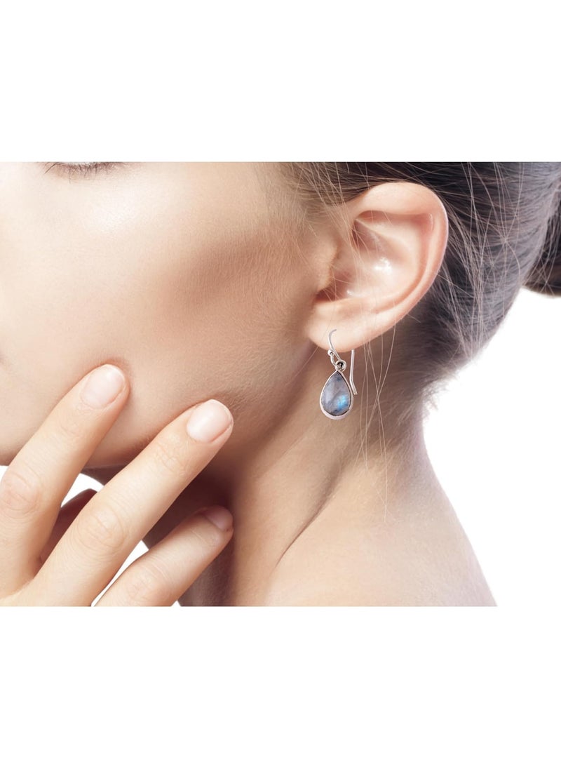 NOVICA NOVICA Rainbow Moonstone and 925 Sterling Silver Dangle Teardrop Earrings Luminous Light  - Image 5