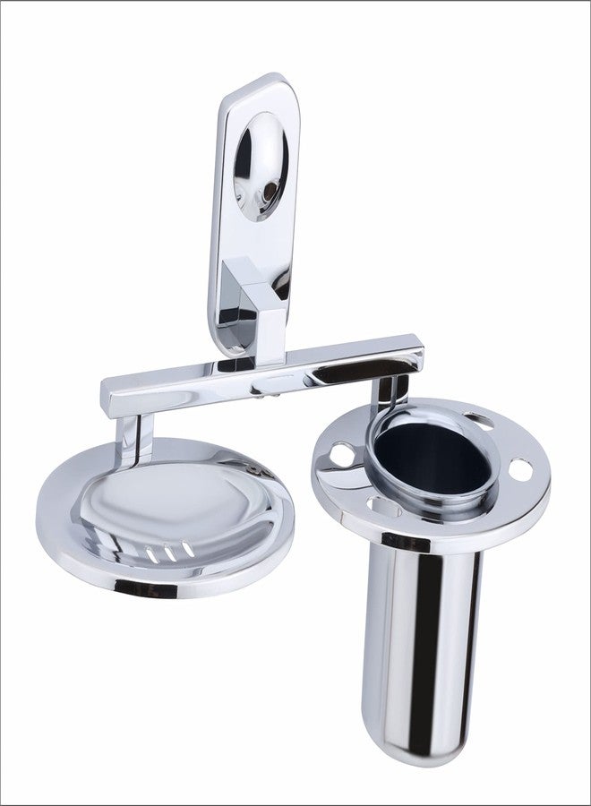 KANJAL soap dish with toothbrush holder tumbler stand for washbasin sabu dani and brush holder for bathroom tumbler holders dispensers CM(304 stainless steel,Chrome finish) - Image 2