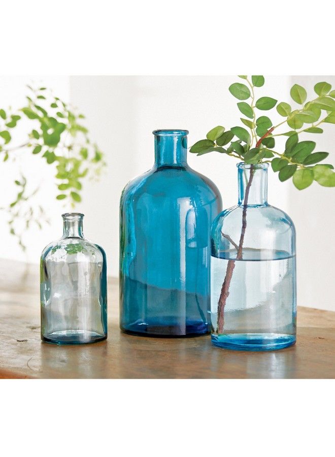 mud pie Spanish Recycled Glass Vase One Size Blue - Image 3