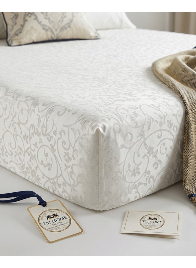 تى ام هوم ملاية استك زهور جاكار، 160 × 200 سم، قطن طبيعي 100%، جودة فندقية فاخرة - Image 2