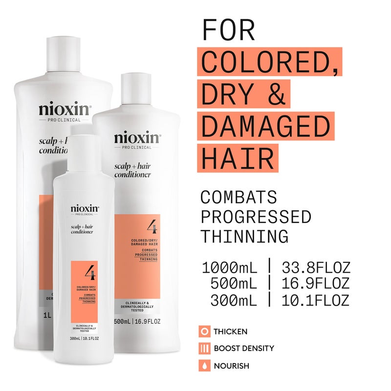 Nioxin System 4 Scalp + Hair Conditioner | For Colored or Damaged Hair with Progressed Thinning | With Niacinamide and Biotin | 10 Fl oz. - Image 4