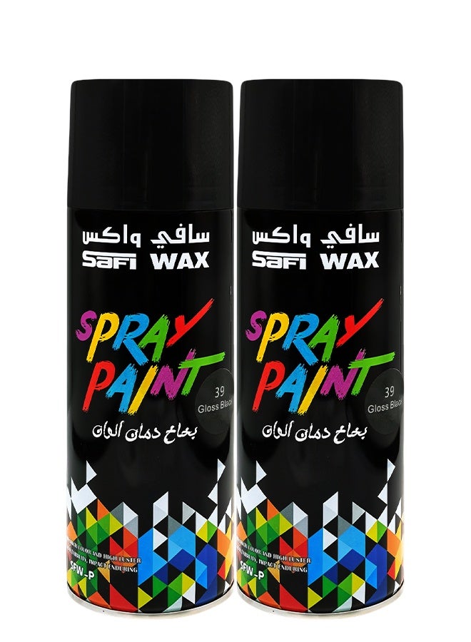 Safi WAX Combo 2 pcs SAFI WAX Gloss Black Spray Paint 450ml Quick Drying High Gloss Finish for Metal, Wood, Plastic, Glass, Walls, DIY, Automotive, Furniture, Craft, Home Interior, Exterior, Rust Protection Coating, SFW-P-39 - Image 1
