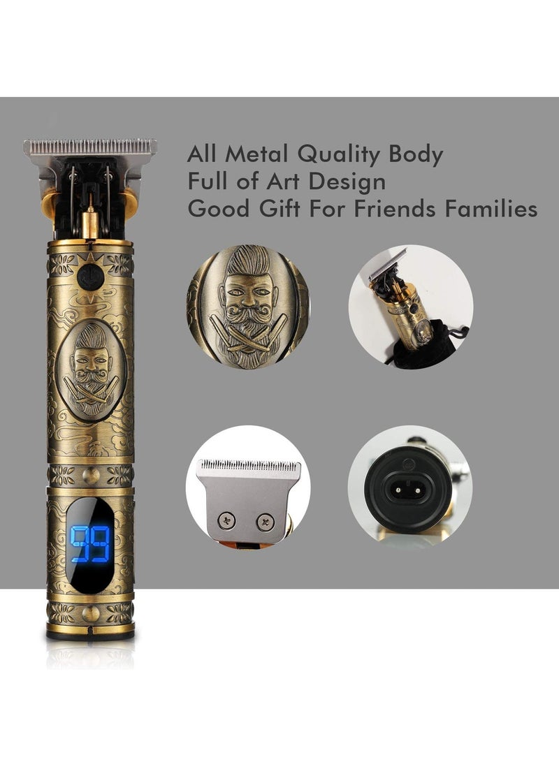 ELTRAZONE Upgraded Hair Trimmer Beard Clippers for Men Professional USB Electric Hair Clippers for Hair Cutting T Blade Gold Trimmers Pro Li Cordless Outliner Zero Gaped Rechargeable Retro Trimmer LED Display - Image 3