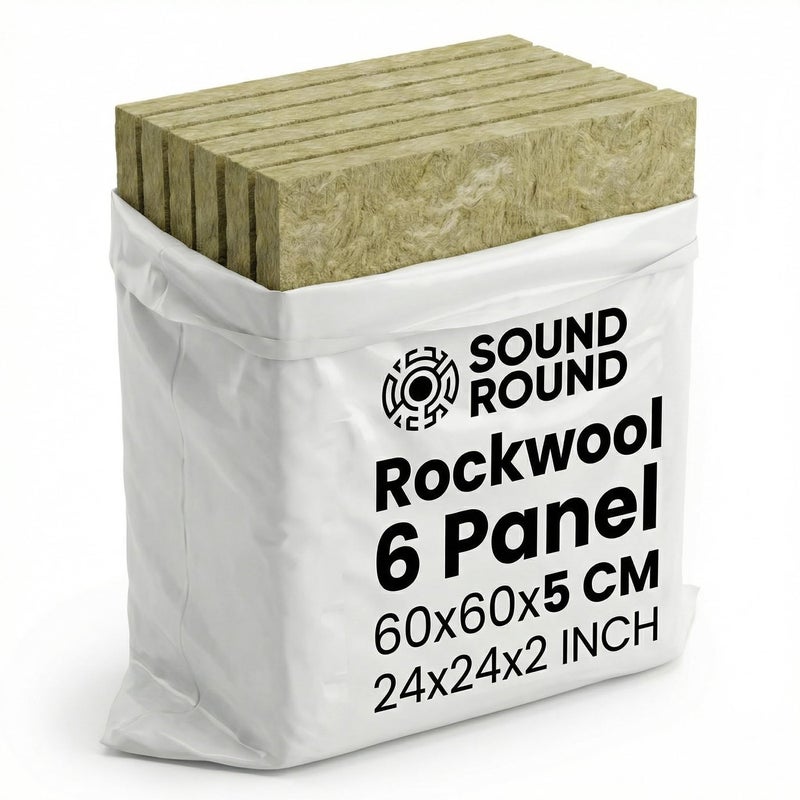 ساوند راوند ألواح عزل صوتي وحراري من الصوف الصخري SoundRound – 6 ألواح عالية الكثافة مقاومة للحريق – مناسبة للاستوديوهات والجدران والأسقف – مقاس 60x60 سم - Image 1