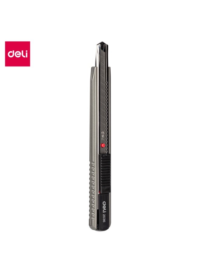 Deli Heavy Duty Snap-Off Utility Cutter Knife with 13 Segmented Blade, SK5 Steel Blade, Grey - Image 1