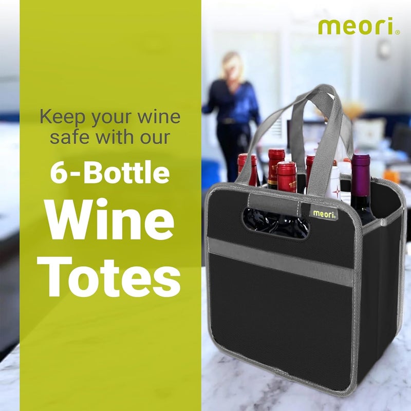 meori 6 Bottle Wine Tote Lava Black Liquor Spirits Enthusiast Tastings Grocery Shopping Glass Dividers Travel Hostess Gift (A100432) - Image 2