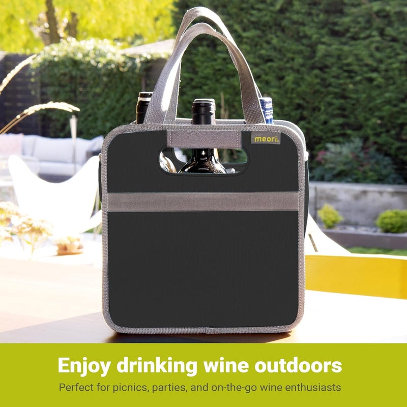 meori 6 Bottle Wine Tote Lava Black Liquor Spirits Enthusiast Tastings Grocery Shopping Glass Dividers Travel Hostess Gift (A100432) - Image 4