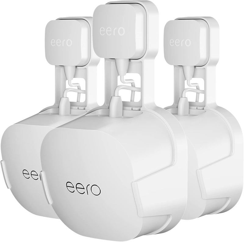 ح��مل تثبيت على الجدار من نوع COOLWUFAN لأنظمة الواي فاي mesh eero 6 وeero 6+ (عبوة ثلاثية) - دعم لتقنية الواي فاي، سهل التركيب، بدون أسلاك معقدة، يدعم النطاقين التردديين. - Image 1