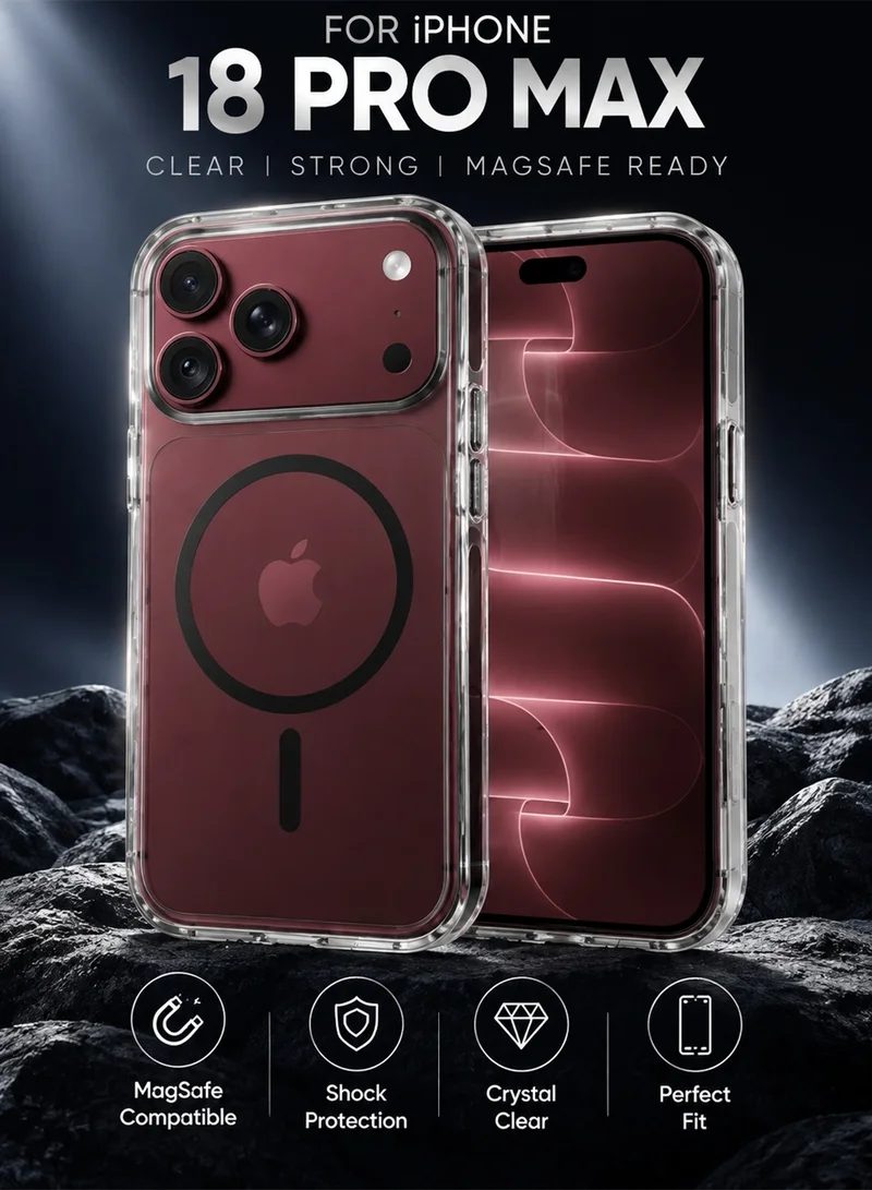 WYE Case for iPhone 18 & 17 Pro Max, Crystal Clear Magnetic Cover with MagSafe Compatibility, Shockproof Transparent Phone Case, Raised Camera & Screen Protection, Slim Anti-Scratch Protective Case