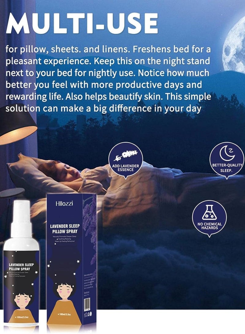 Hllozzi 100ml Lavender Sleep Pillow Spray Pillow Mist Deep Sleep Natural Feeling Spray Aromatherapy Sleep Pillow Mist Sleep Spray for Pillows to Improve Your Sleep Lavender Sleep Spray  - Image 2