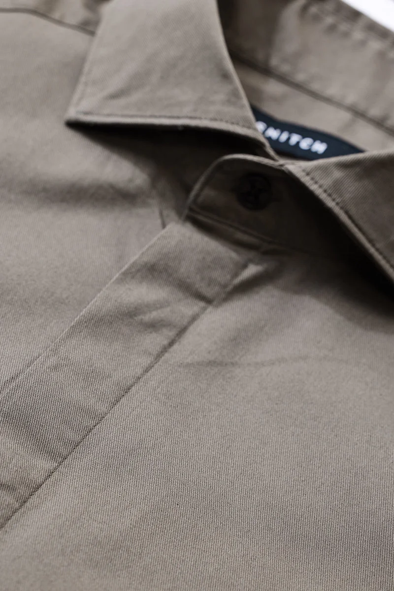 SNITCH Dark Grey Solid Long Sleeve Slim Fit Shirt