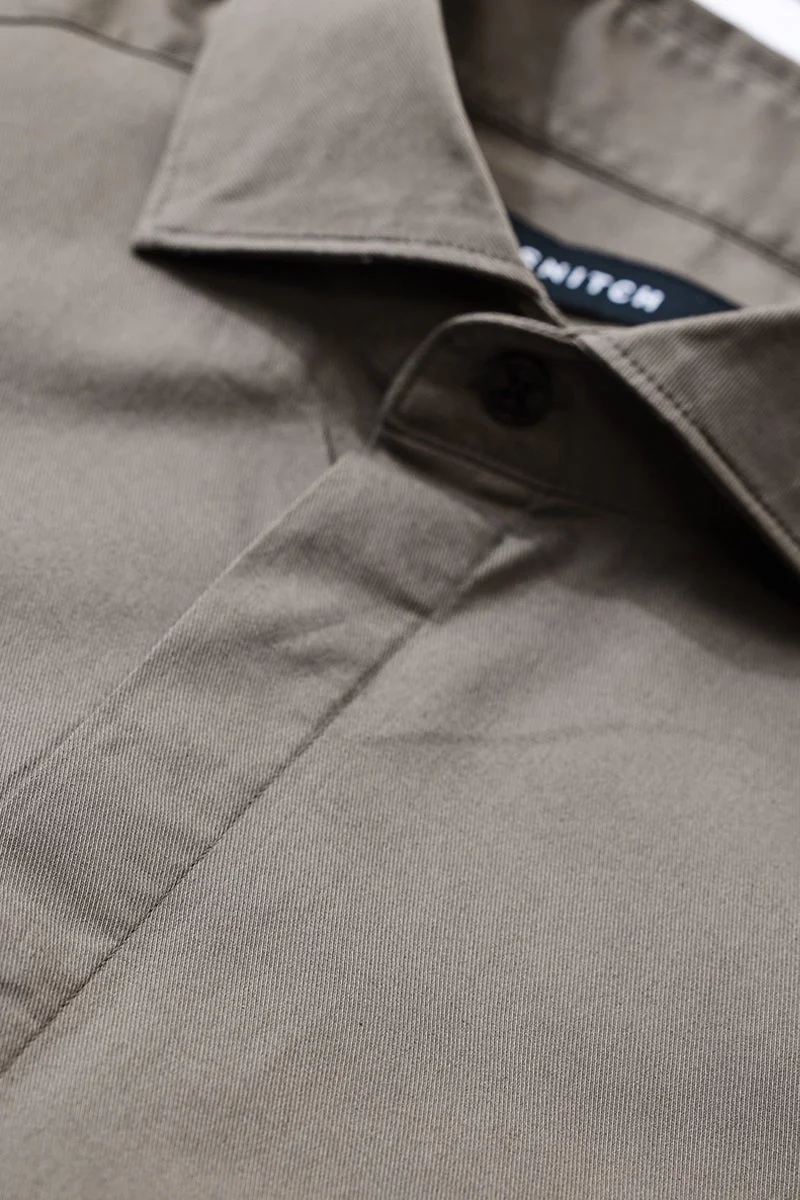 SNITCH Dark Grey Solid Long Sleeve Slim Fit Shirt