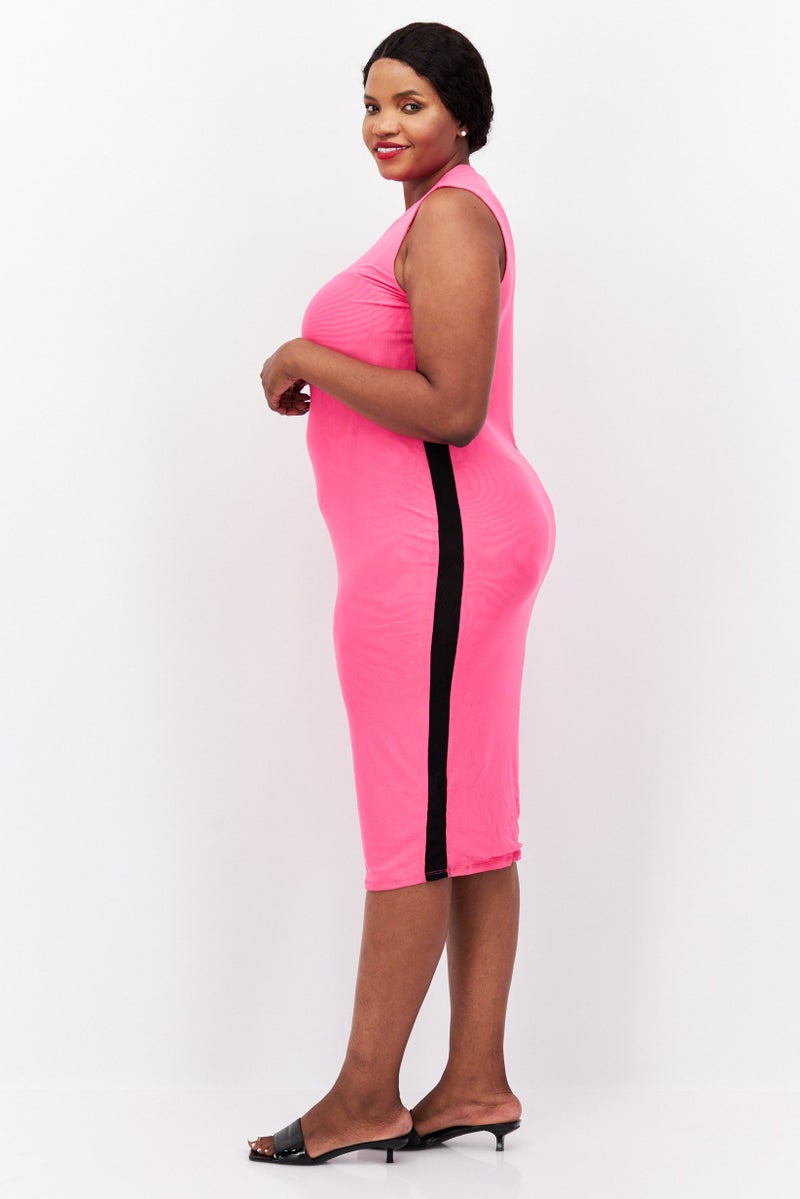 Nina Parker Women Plus Size Textured Midi Dress, Pink  - Image 2