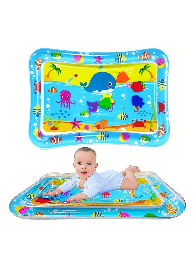 Whale Inflatable Water Play Mat for Babies - Sensory Development Aquarium Activity Mat, Tummy Time Floor Toy with Floating Sea Animals, Baby Shower Gift for Infants Toddlers Boys Girls  - Image 1