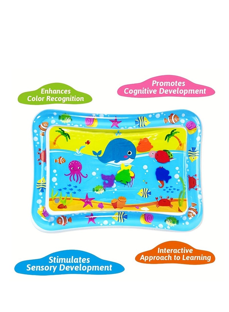 Whale Inflatable Water Play Mat for Babies - Sensory Development Aquarium Activity Mat, Tummy Time Floor Toy with Floating Sea Animals, Baby Shower Gift for Infants Toddlers Boys Girls  - Image 3