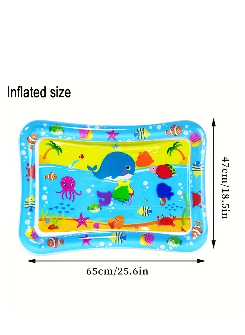 Whale Inflatable Water Play Mat for Babies - Sensory Development Aquarium Activity Mat, Tummy Time Floor Toy with Floating Sea Animals, Baby Shower Gift for Infants Toddlers Boys Girls  - Image 4