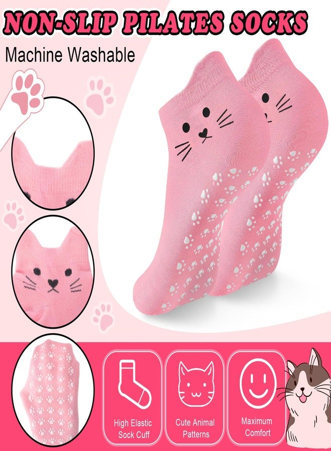 Geyoga 6 Pack Grip Cat Socks for Women Cute Yoga Cat Socks for Girls Non Slip Ankle Supplies for Pilates Dance Workout(Classic) - Image 3