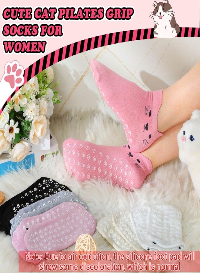 Geyoga 6 Pack Grip Cat Socks for Women Cute Yoga Cat Socks for Girls Non Slip Ankle Supplies for Pilates Dance Workout(Classic) - Image 5