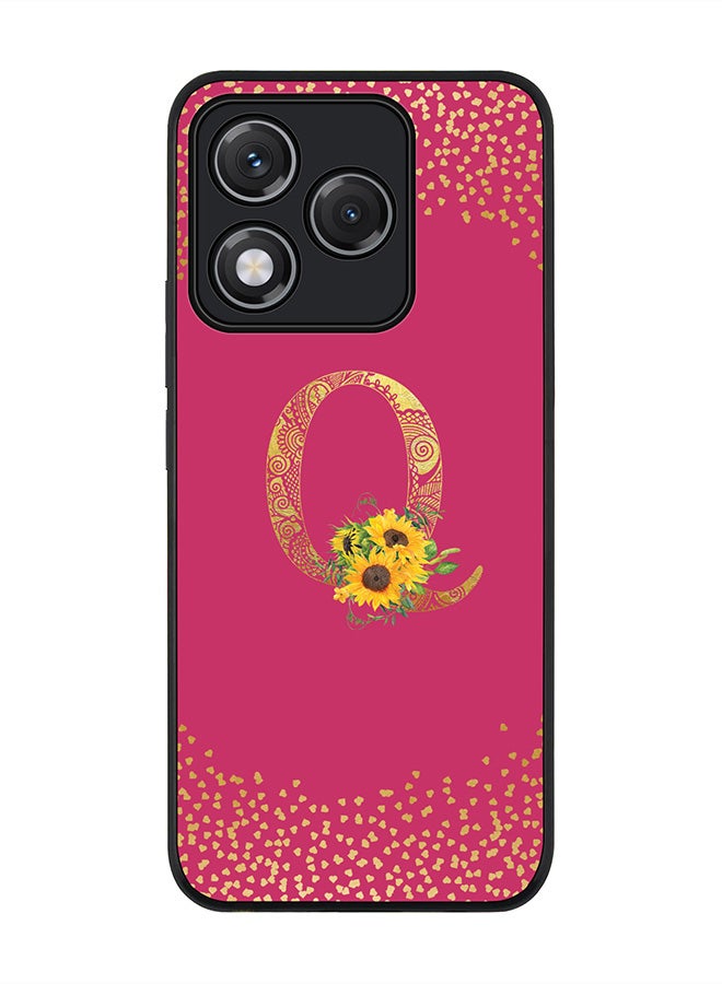 Stylizedd For Honor 400 Lite Case,Slim fit Camera Protection, Shockproof Thin Phone cover  - Custom Floral Monogram - Q ( Deep Pink )