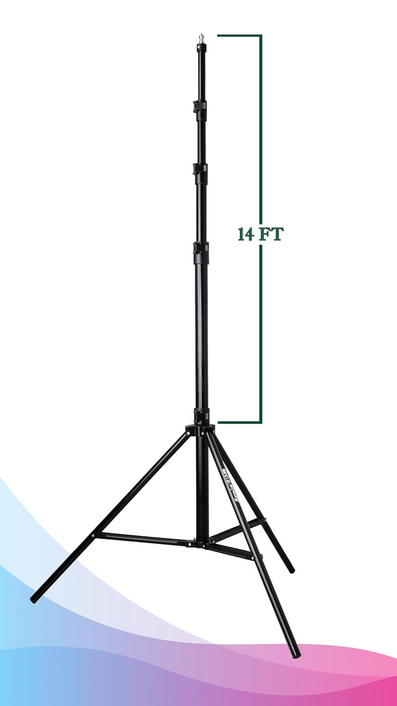 Sonia حامل إضاءة LS-950 بارتفاع 14 قدم ثقيل الوزن وقابل للطي محمول لاضاءة الحلقة، الفلاش، العاكس، الموزع، للتصوير الاحترافي في الاستوديو - Image 2