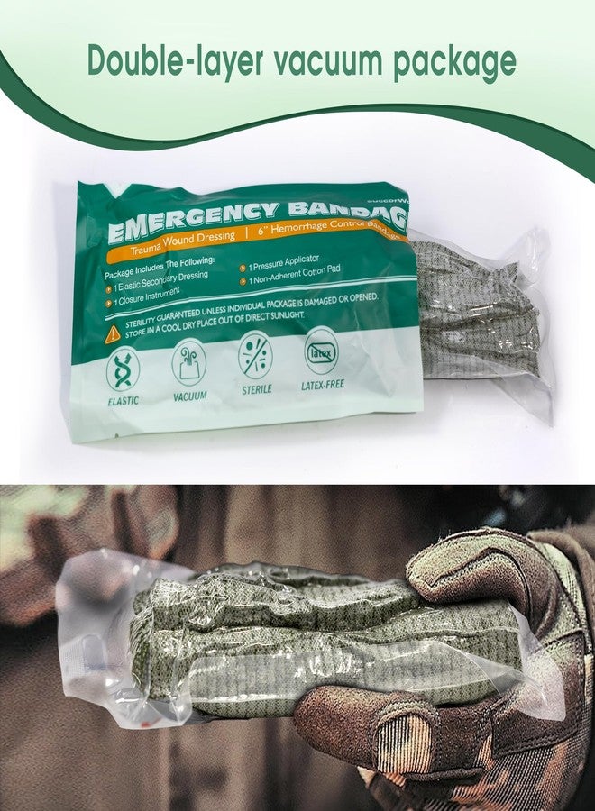 SuccorWare 6 Inch 3 Packs Israeli Bandage - Emergency Bandage with Vacuum Sterile Package - for Wound Dressing, First Aid Kit, Medical Trauma Kit Refill - Image 4
