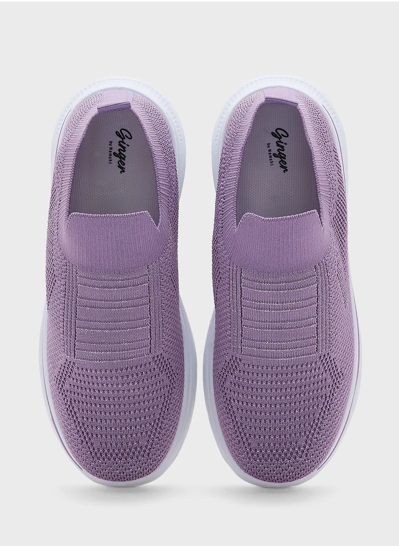 جينجر Breathable Fly Knit Slip On Comfort Shoes