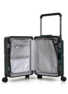 MORANO Morano Modern Carry-on Aluminum Frame Polycarbonate Luggage with Four Universal Wheels and Combination Lock (Dark Green) Size: 35 CM X 24 CM X 55 CM  - Image 5