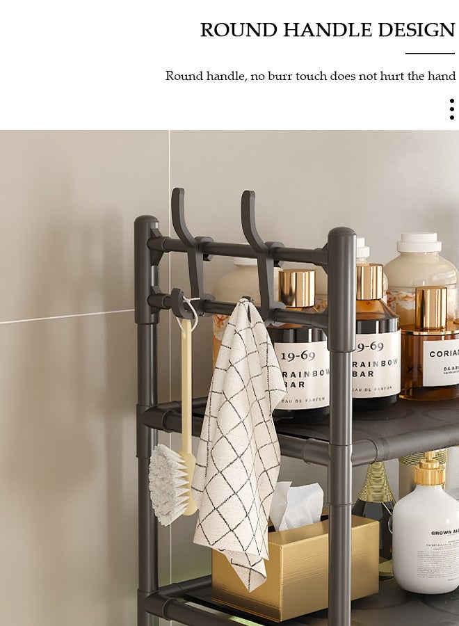 DUNISO منظم رف الحمام المستقر ذو 3 طبقات فوق المرحاض/غسالة التخزين - وحدات رفوف موفرة للمساحة مع قضيب تعليق الملابس - موفر للمساحة، مستقر، متعدد الوظائف - Image 3