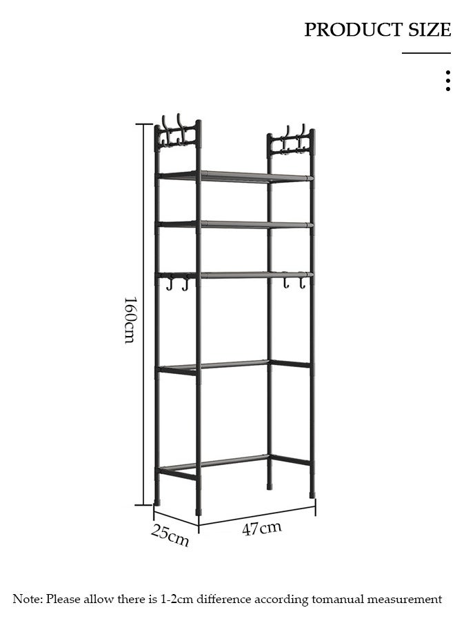 DUNISO منظم رف الحمام المستقر ذو 3 طبقات فوق المرحاض/غسالة التخزين - وحدات رفوف موفرة للمساحة مع قضيب تعليق الملابس - موفر للمساحة، مستقر، متعدد الوظائف - Image 2