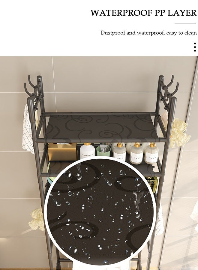 DUNISO منظم رف الحمام المستقر ذو 3 طبقات فوق المرحاض/غسالة التخزين - وحدات رفوف موفرة للمساحة مع قضيب تعليق الملابس - موفر للمساحة، مستقر، متعدد الوظائف - Image 5