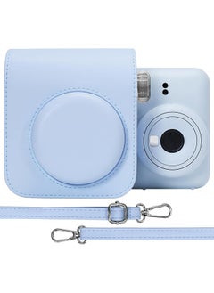 O Ozone PU Leather Camera Case for Fujifilm Instax Mini 12 Instant Camera | Protective Camera Cover with Adjustable Shoulder Strap - Pastel Blue  - Image 1