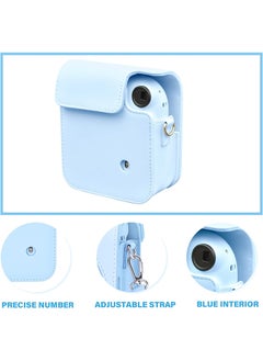 O Ozone PU Leather Camera Case for Fujifilm Instax Mini 12 Instant Camera | Protective Camera Cover with Adjustable Shoulder Strap - Pastel Blue  - Image 4