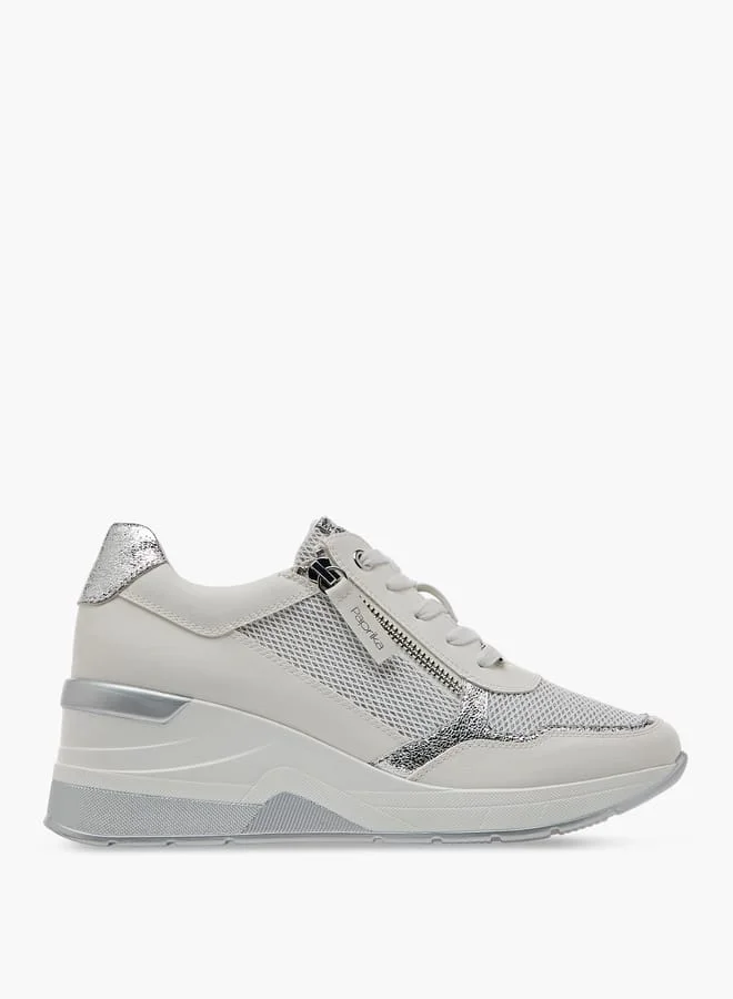 Women's Panelled Ankle Sneakers with Lace-Up Closure