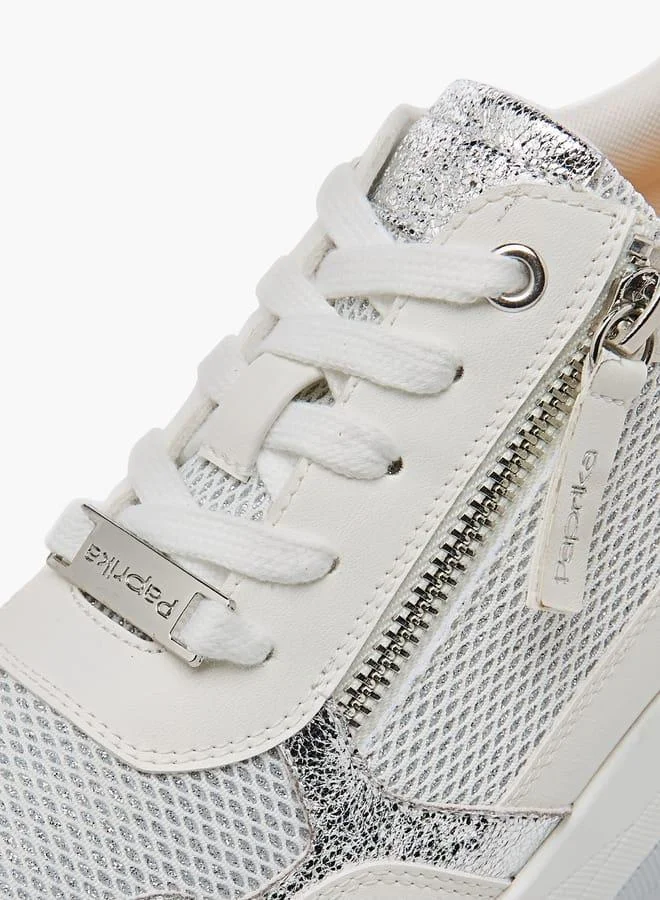 Paprika SILVER Women's Panelled Ankle Sneakers with Lace-Up Closure Ramadan Collection for Women | Best Price UAE