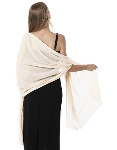 Hotshawl Chiffon Shawls and Wraps for Evening Dresses Women Elegant Soft Scarf Bridal Scarve Wedding Stole (Pale Champagne, One Size) - Image 5