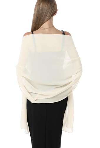 Hotshawl Chiffon Shawls and Wraps for Evening Dresses Women Elegant Soft Scarf Bridal Scarve Wedding Stole (Pale Champagne, One Size) - Image 1