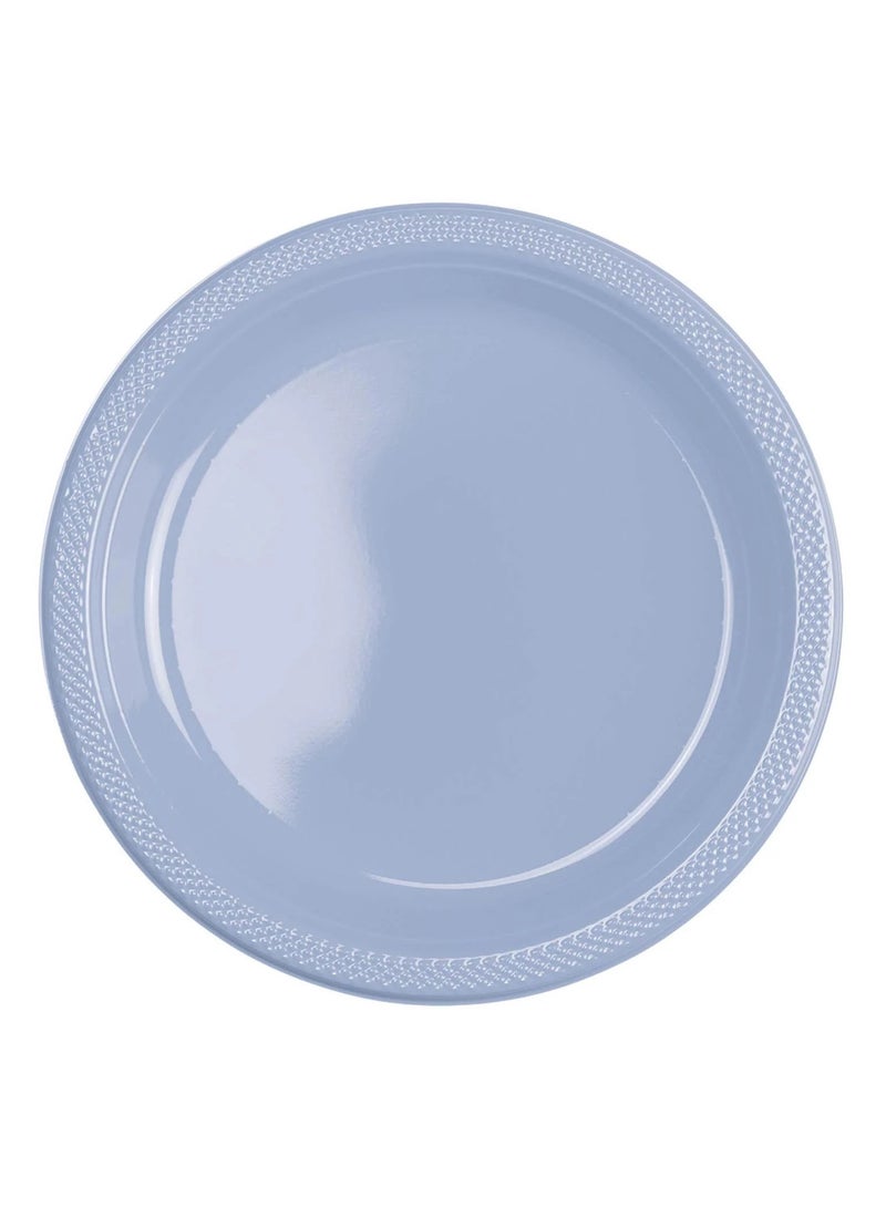 Amscan Party Special 7 Inch Dessert Food Grade Plastic Plates - Pack of 20.-POWDER BLUE