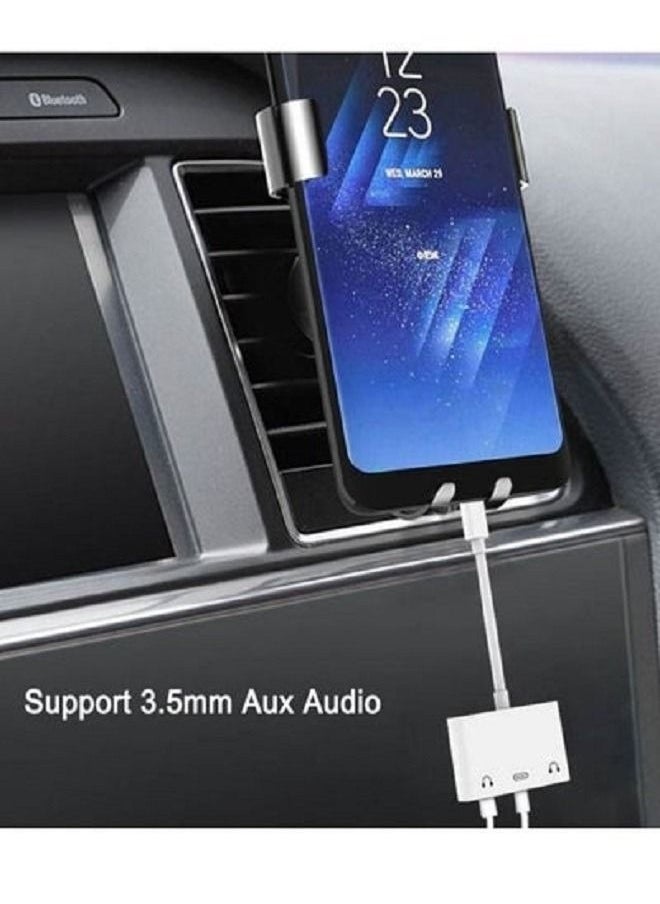 A ZONE - USB Type-C to Dual 3.5mm Aux Audio Headphone Adapter with USB-C Charge Port 3 in 1 OTG Splitter Live Converter for Android Type-C Input Phones - Image 1