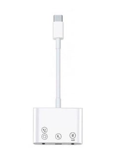 USB Type-C to Dual 3.5mm Aux Audio Headphone Adapter with USB-C Charge Port 3 in 1 OTG Splitter Live Converter for Android Type-C Input Phones