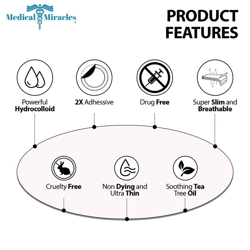 Medical Miracles Maximum Strength Hydrocolloid Acne Remover Sticker Dots(Pack of 72) Face Healing Dot Treatment may Aid in Absorbing Zits, Pimples, Cystic Spots, Blemish Tea Tree Therapy All SkinTypes - Image 3
