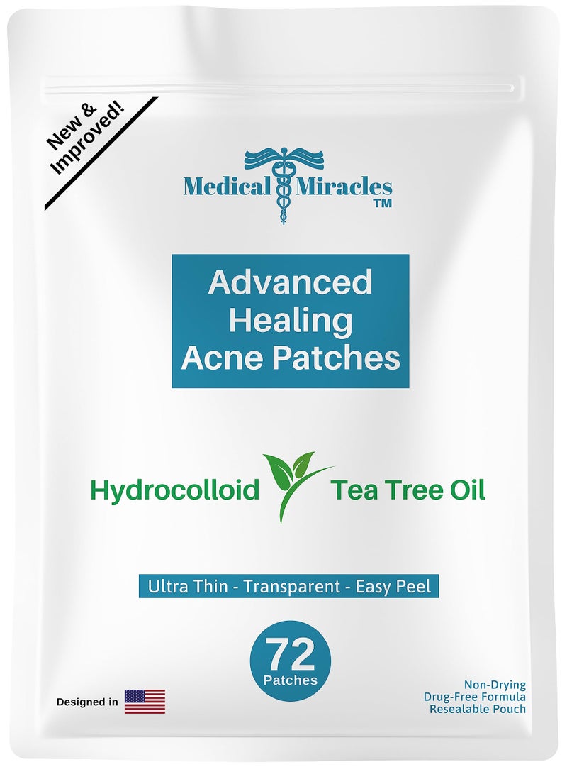Medical Miracles Maximum Strength Hydrocolloid Acne Remover Sticker Dots(Pack of 72) Face Healing Dot Treatment may Aid in Absorbing Zits, Pimples, Cystic Spots, Blemish Tea Tree Therapy All SkinTypes - Image 1