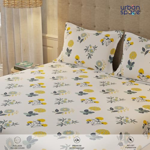 Urban Space Serene 200 TC 100% Cotton Floral Bedsheet for King Bed, Cotton King Bedsheet with 2 Pillow Covers (Radiance White, Size 108 x 108 inches) - Image 5